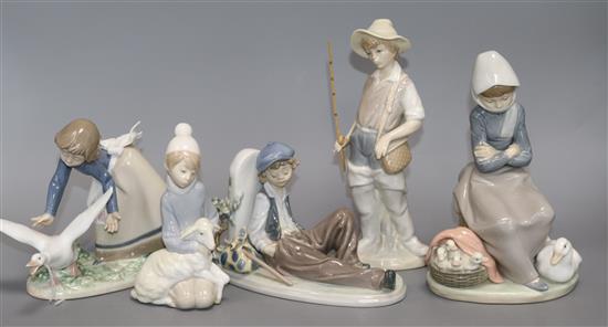 Five Lladro porcelain figures